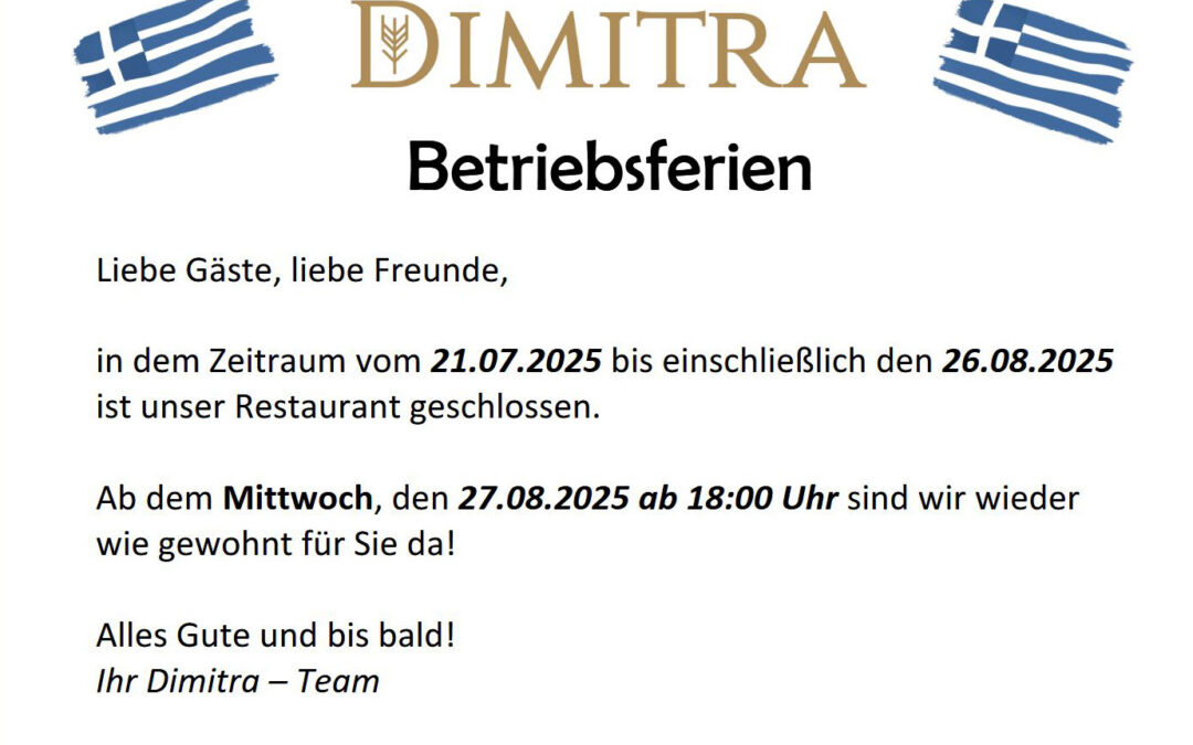 Betriebsferien 2025